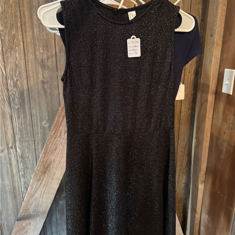Sleeveless Black Sparkle Asymmetrical Women's Dress